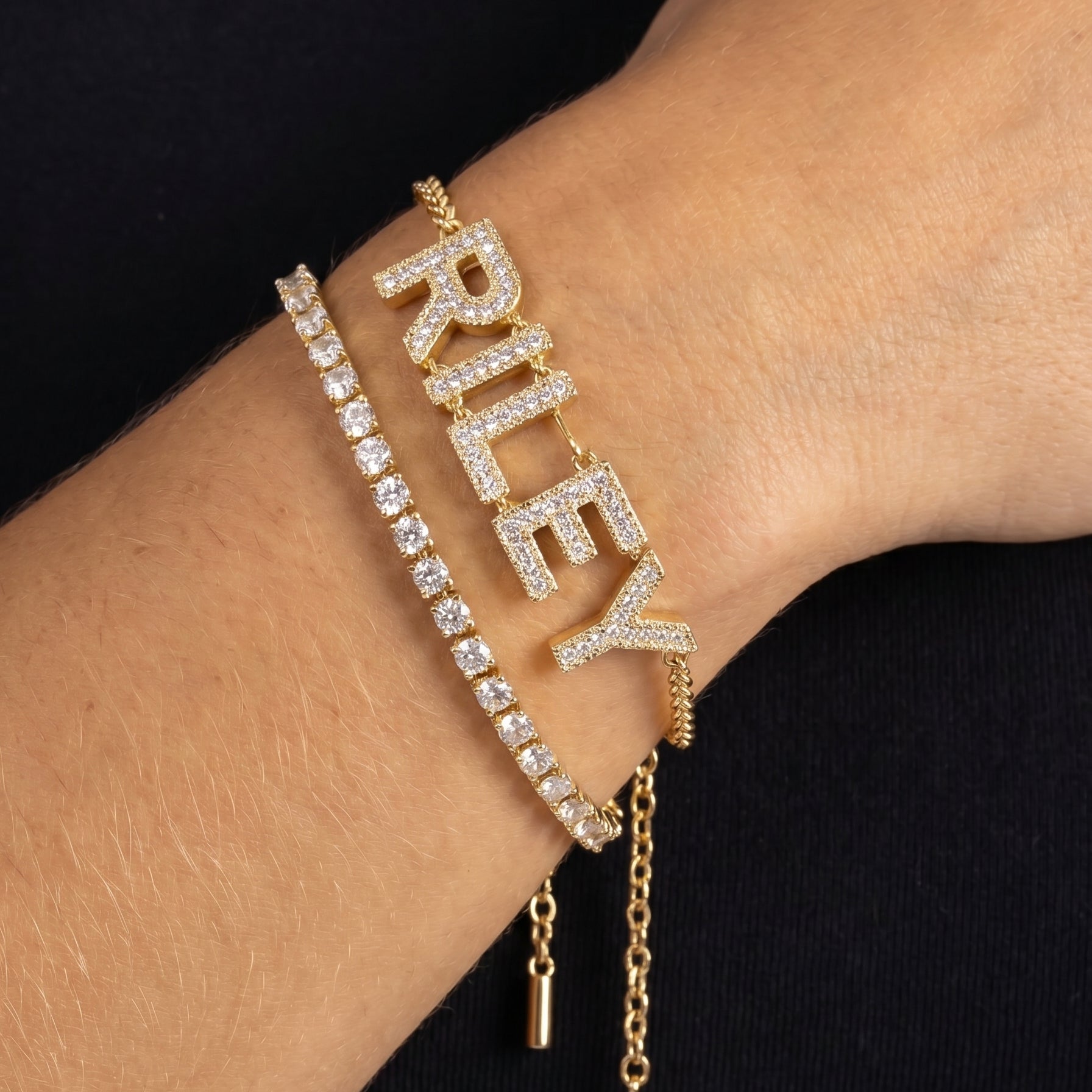 Pavé Bubble Double Strand Slider Bracelet — material