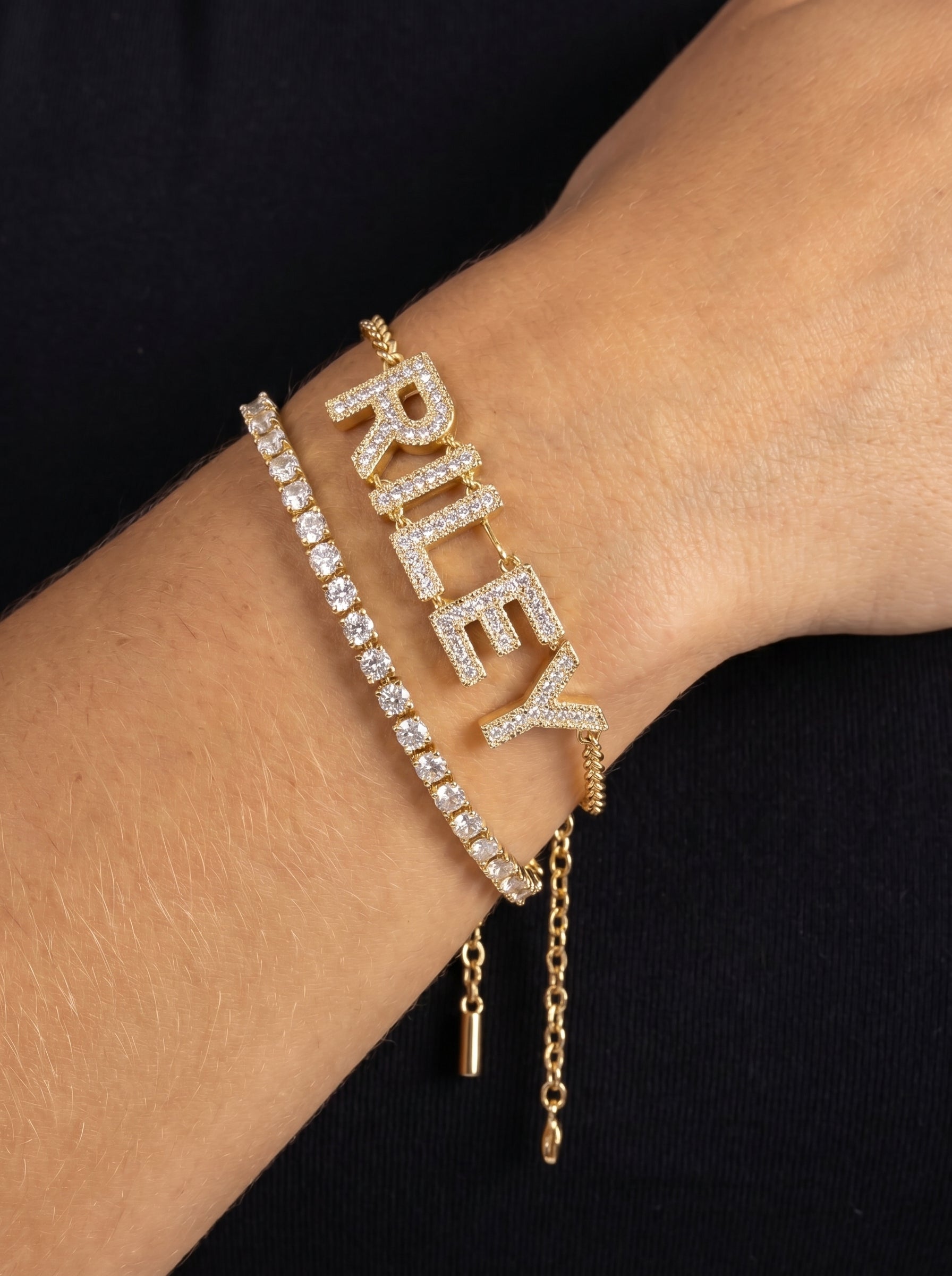 Pavé Bubble Double Strand Slider Bracelet — material